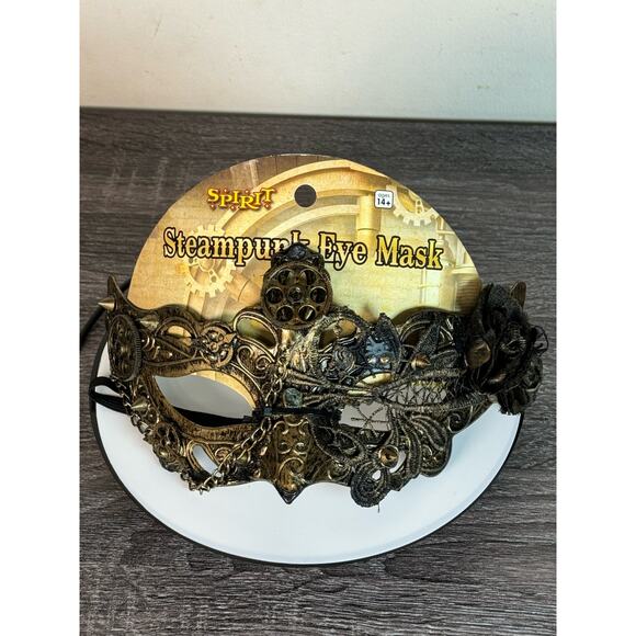 Gold Steampunk Mask Plain Womens Masquerade Cosplay Vintage Fancy Dress - NWT - Picture 1 of 3